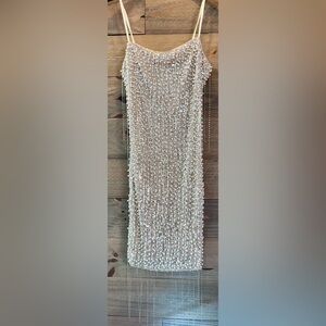 CELEBRITY FASHION By Hera Collection PEARL SPARKLE AND METALLIC FRINGE ACCENT